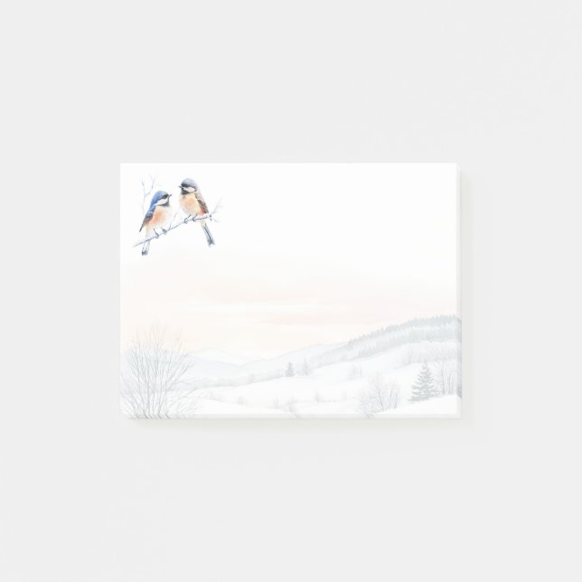 Chickadee Bird in Winter Christmas Post-it Notes (Front)