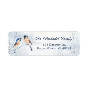 Chickadee Bird in Winter Return Address Label