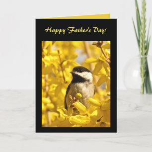 Chickadee Bird in Yellow Flowers Fathers Day Card