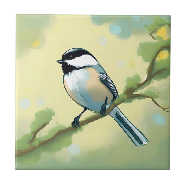 Chickadee Bird Nature Tile (Front)