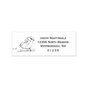 Chickadee Bird Songbird Custom Return Address Rubber Stamp