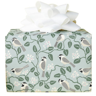 Chickadee Bird Wildflower Arts and Crafts Wrapping Paper