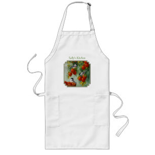 Chickadee Birds Apple Harvest Long Apron