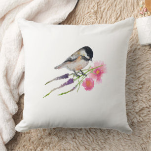 Chickadee Black Capped Art Throw Pillow