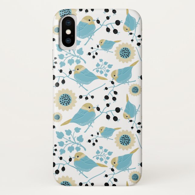 Chickadee Black Capped Bird Berries Flowers Case-Mate iPhone Case (Back)