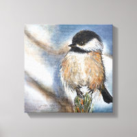Chickadee Black Capped Bird Winter Art