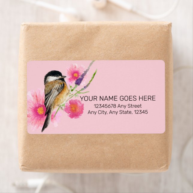 Chickadee Black Capped Watercolor Art Label (Insitu)