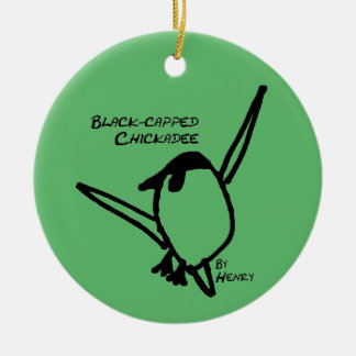 Chickadee by Henry, Green Ceramic Ornament