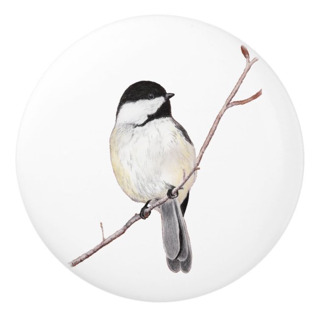 Chickadee Ceramic Knob (Front)