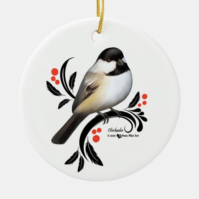 Chickadee Ceramic Ornament (Front)