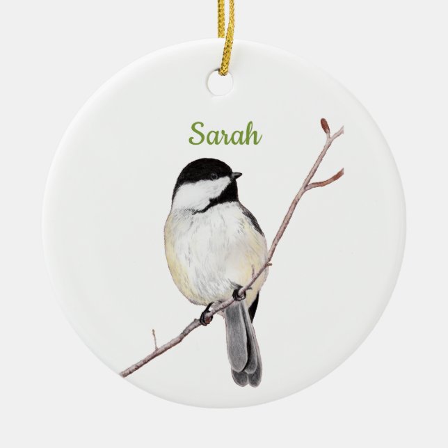 Chickadee Ceramic Ornament (Front)