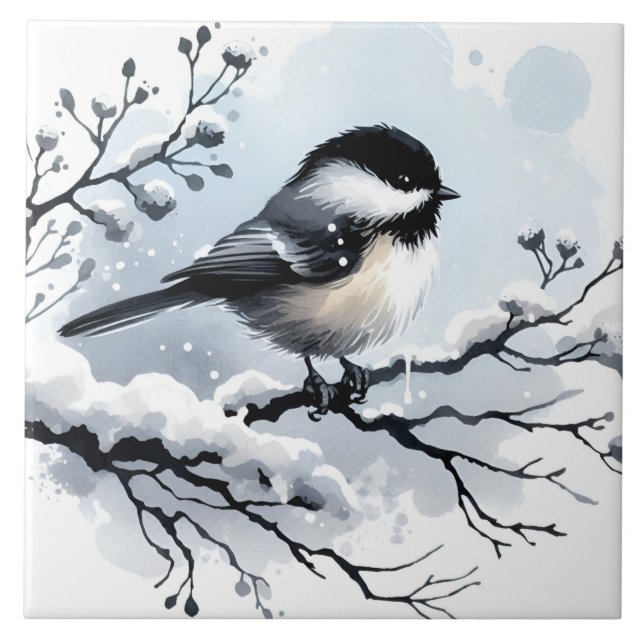 Chickadee Ceramic Tile (Front)