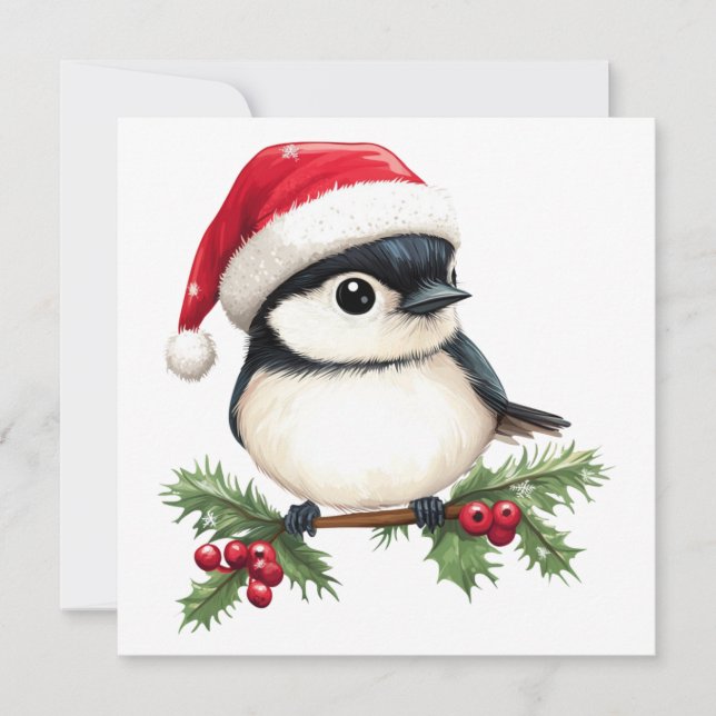 Chickadee Christmas Greeting Card (Front)