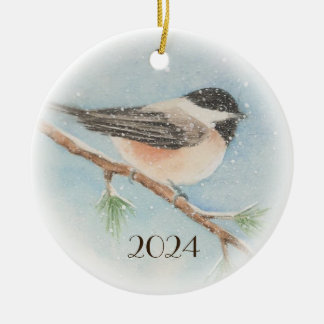 Chickadee Date de Noël Ornement
