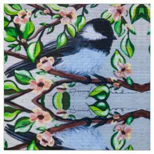 Chickadee Floral Fabric