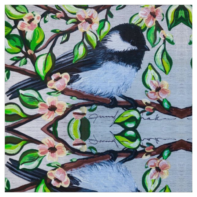 Chickadee Floral Fabric (Swatch)