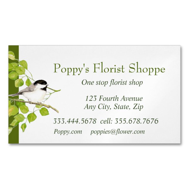 Chickadee Florist Shoppe Flowers  Business Card (Front)