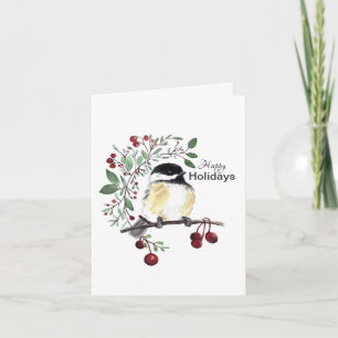 Chickadee Happy Holidays Card