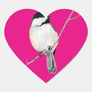 Chickadee Heart Sticker