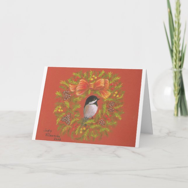 Chickadee Holiday Greeting Card (Front)
