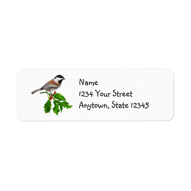 Chickadee Holly Étiquettes de adresse (Devant)