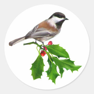 Chickadee Holly Sticker