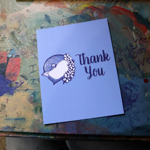 Chickadee in blue birding design bird  postcard