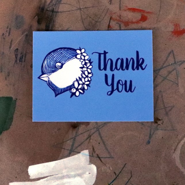 Chickadee in blue birding design bird  postcard (Creator Uploaded)