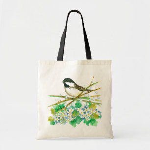 Chickadee May Flower Pussy Willow Branches Tote Bag