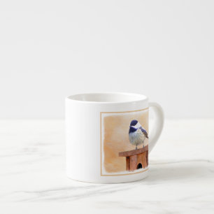 Chickadee on Birdhouse Painting Original Bird Art Espresso Cup