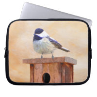 Chickadee on Birdhouse Painting Original Bird Art