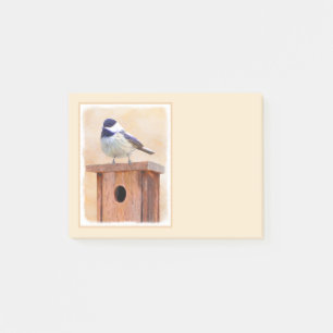 Chickadee on Birdhouse Painting Original Bird Art Post-it Notes