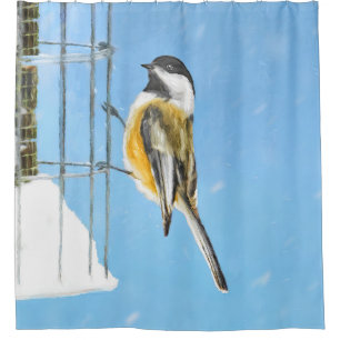 Chickadee on Feeder Painting - Original Bird Art