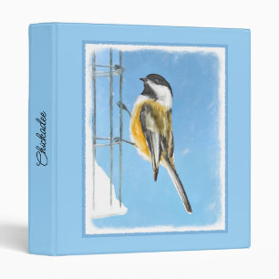 Chickadee on Feeder Painting - Original Bird Art Binder