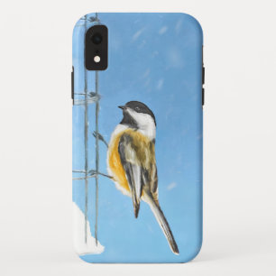 Chickadee on Feeder Painting - Original Bird Art iPhone XR Case