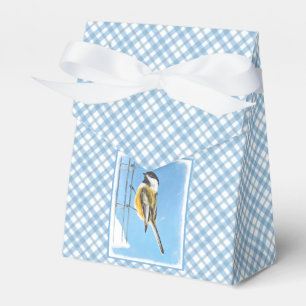Chickadee on Feeder Painting - Original Bird Art Favor Box