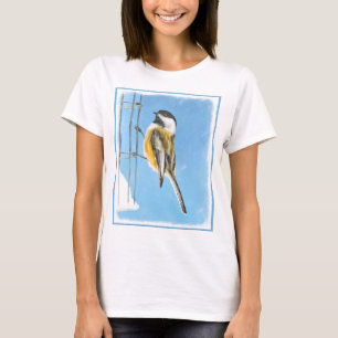 Chickadee on Feeder Painting - Original Bird Art T-Shirt