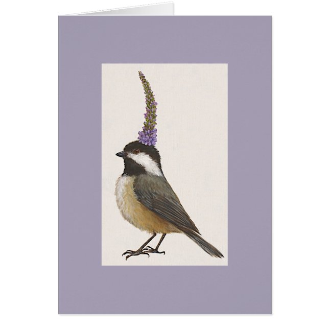 chickadee on lavender (Front)