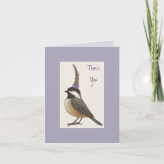 chickadee on lavender Thank you notecard