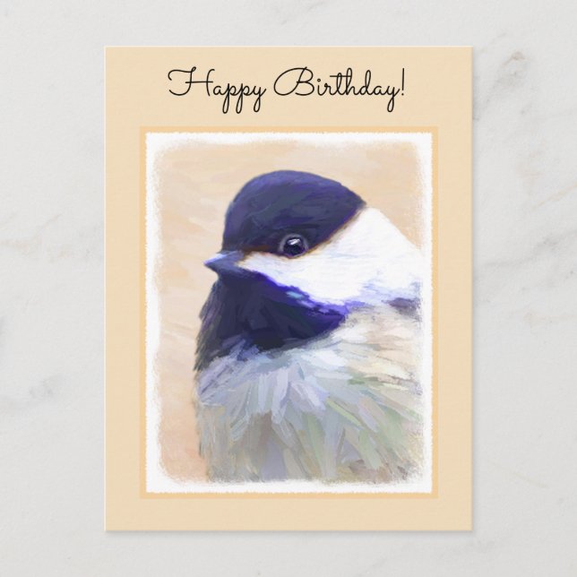 Chickadee Painting - Original Bird Art Postcard (Front)