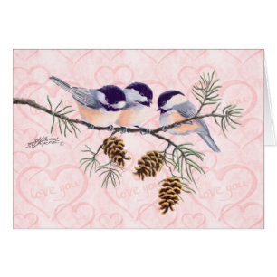 CHICKADEE & PINE CONES by SHARON SHARPE