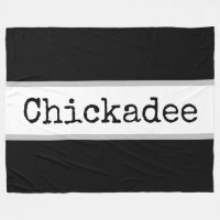 CHICKADEE Retro Text Black White Grey Stripes