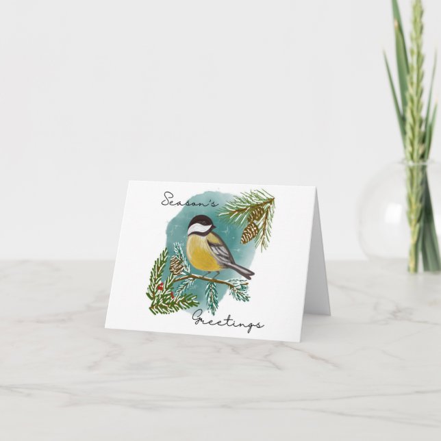 Chickadee Season's Greetings Holiday Card (Front)