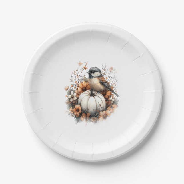 Chickadee Shirt Country Pumpkin Paper Plate (Front)