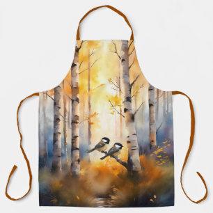 Chickadee Song Birds in an Autumn Forest Apron