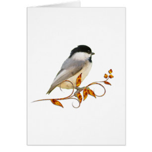Chickadee sur le feuille orné de bijoux