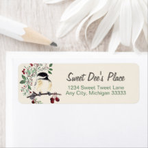 Chickadee Watercolor Art Return Address  Label