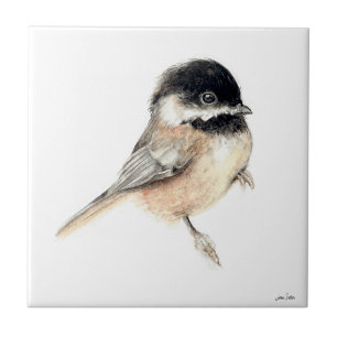 Chickadee Watercolor Ceramic Tile