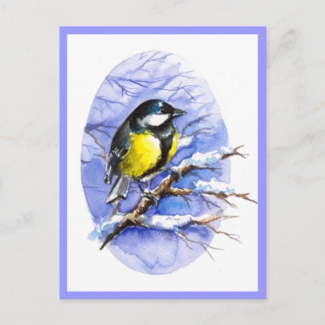 Chickadee Winter Postcard. Postcard (Front)