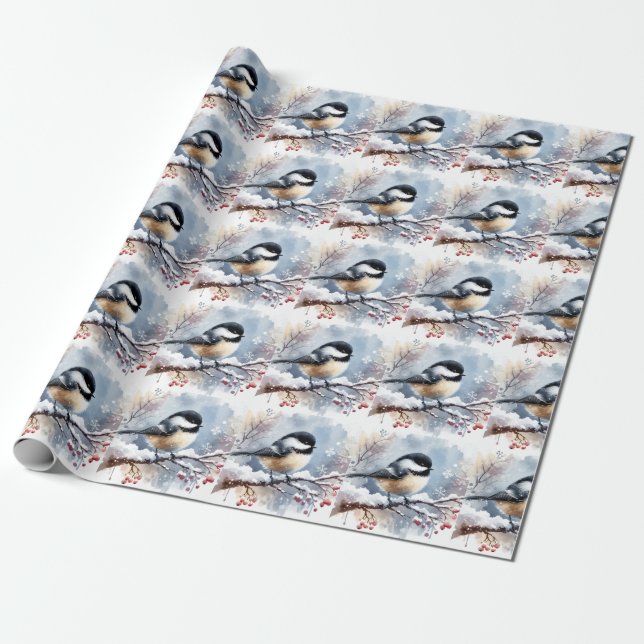 Chickadee Wrapping Paper (Unrolled)